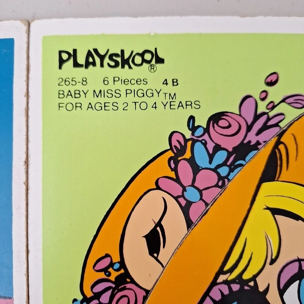 2x VINTAGE 1983 Jim Henson Muppet Babies BABY KERMIT PLAYSKOOL WOODEN PUZZLE